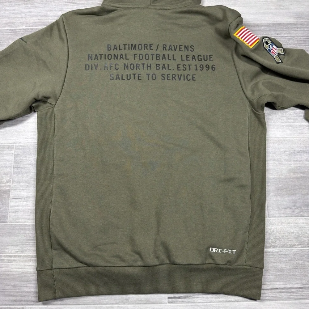 Nike Baltimore Ravens Salute to Service Olive Pullover Hoodie Men's‎ Small New
